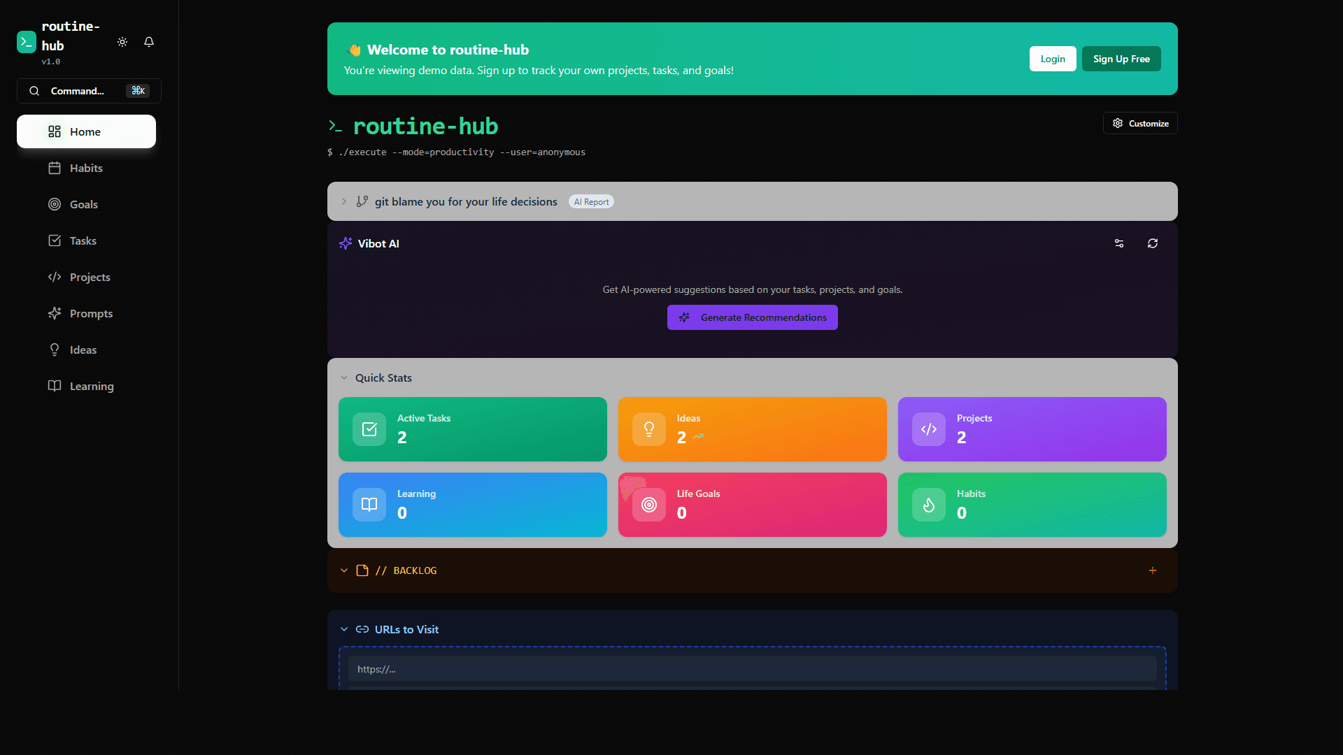 DevHabits screenshot